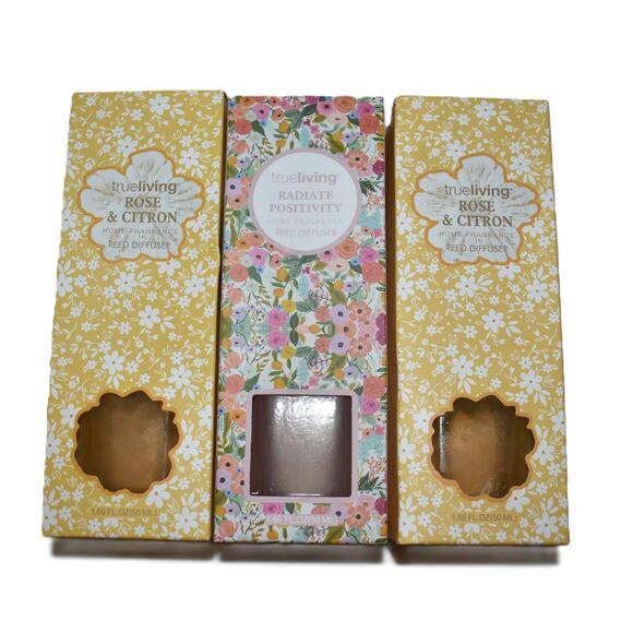 New 3 Pack True Living Rose & Citron Radiate Positivity Reed Diffuser 1.69oz ea - Picture 1 of 1